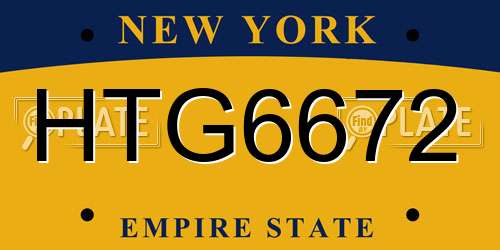 HTG6672 New York License Plate