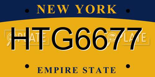 HTG6677 New York License Plate