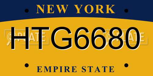 HTG6680 New York License Plate