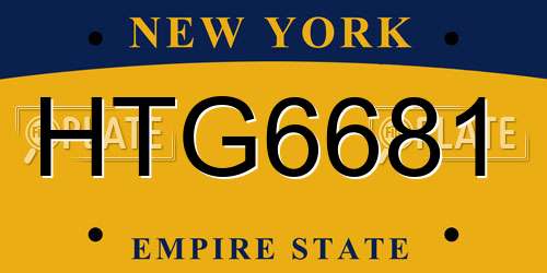 HTG6681 New York License Plate