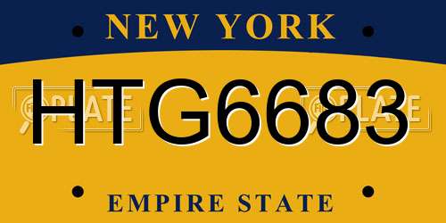 HTG6683 New York License Plate