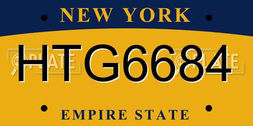 HTG6684 New York License Plate