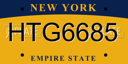HTG6685 New York License Plate