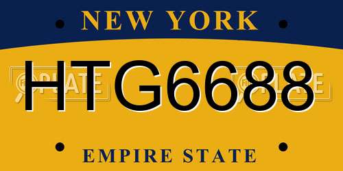 HTG6688 New York License Plate