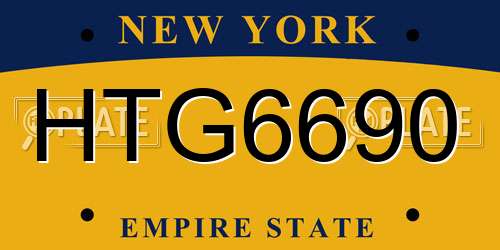 HTG6690 New York License Plate