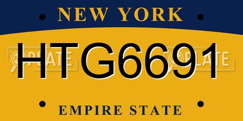 HTG6691 New York License Plate