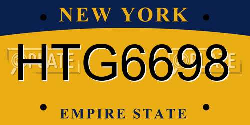 HTG6698 New York License Plate