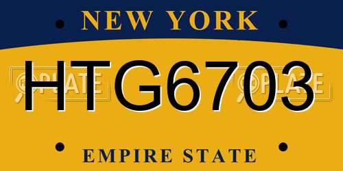 HTG6703 New York License Plate