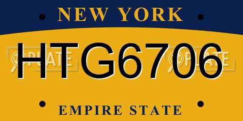 HTG6706 New York License Plate