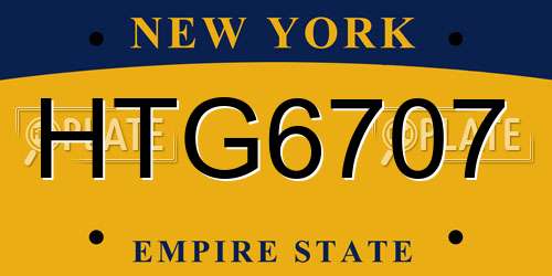 HTG6707 New York License Plate