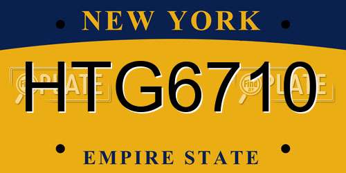 HTG6710 New York License Plate