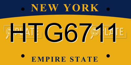 HTG6711 New York License Plate