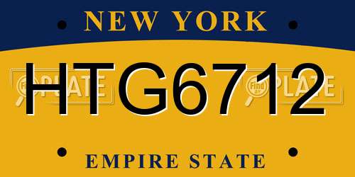 HTG6712 New York License Plate