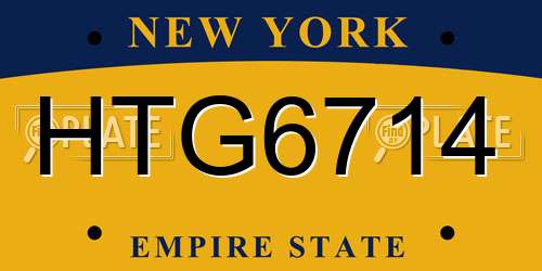 HTG6714 New York License Plate