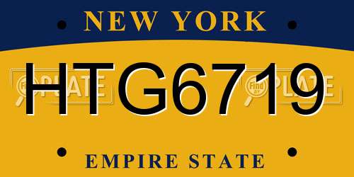 HTG6719 New York License Plate