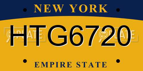 HTG6720 New York License Plate
