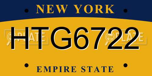 HTG6722 New York License Plate