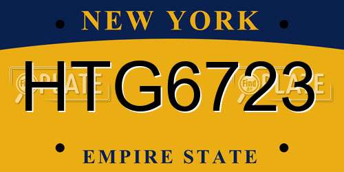 HTG6723 New York License Plate