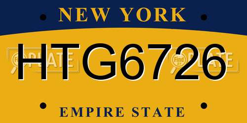 HTG6726 New York License Plate