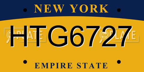HTG6727 New York License Plate