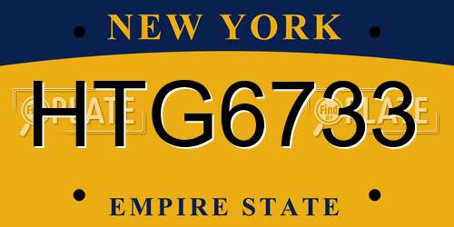 HTG6733 New York License Plate