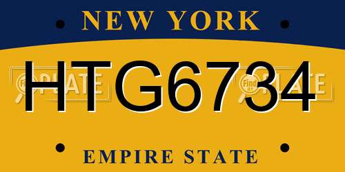 HTG6734 New York License Plate