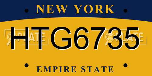 HTG6735 New York License Plate