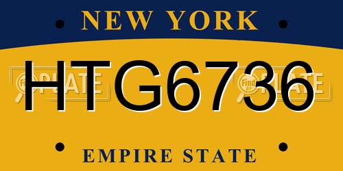 HTG6736 New York License Plate