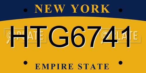 HTG6741 New York License Plate