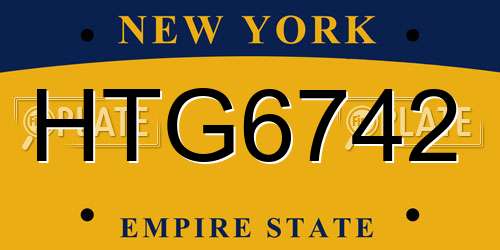HTG6742 New York License Plate