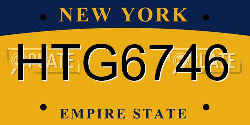 HTG6746 New York License Plate