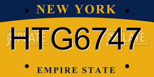 HTG6747 New York License Plate