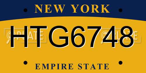 HTG6748 New York License Plate