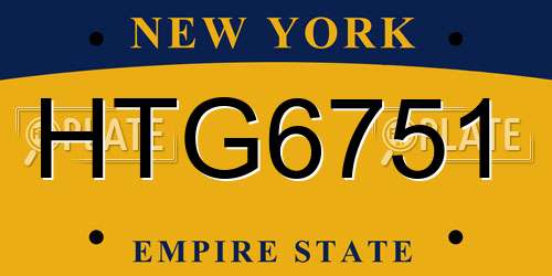 HTG6751 New York License Plate