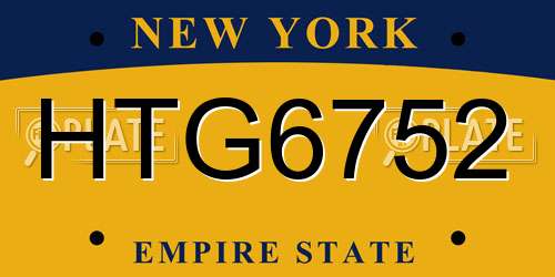 HTG6752 New York License Plate