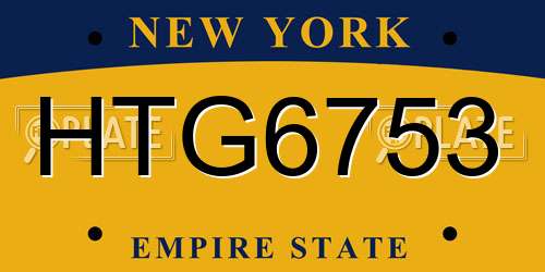 HTG6753 New York License Plate