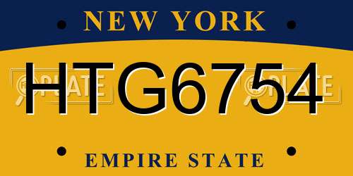 HTG6754 New York License Plate
