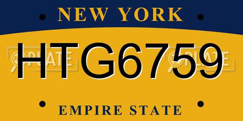 HTG6759 New York License Plate
