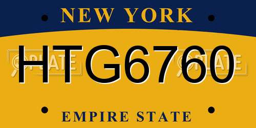 HTG6760 New York License Plate