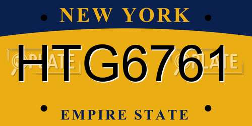 HTG6761 New York License Plate