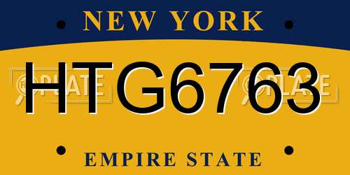 HTG6763 New York License Plate