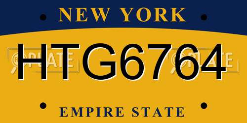 HTG6764 New York License Plate