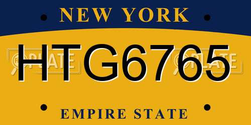 HTG6765 New York License Plate