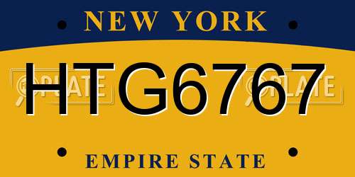 HTG6767 New York License Plate