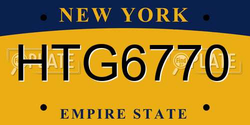 HTG6770 New York License Plate