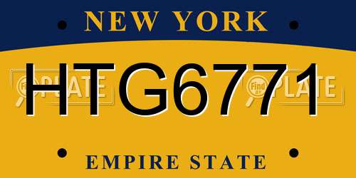 HTG6771 New York License Plate