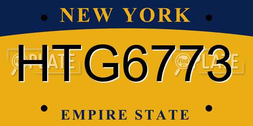 HTG6773 New York License Plate