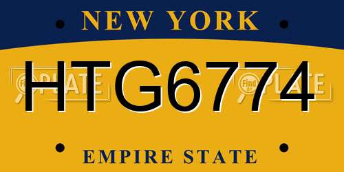 HTG6774 New York License Plate