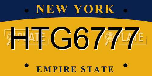 HTG6777 New York License Plate