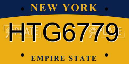 HTG6779 New York License Plate